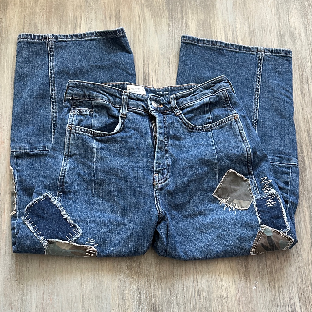Pilcro Denim With Camouflage Patchwork